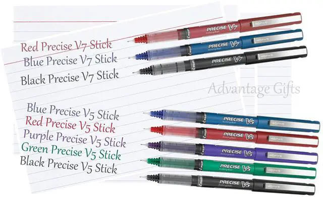 Alt view image 4 of 7 - Precise V5 Stick Rolling Ball Pens, Extra Fine Point (.5mm), Assorted Colors Black/Blue/Red Ink, 4-pk;