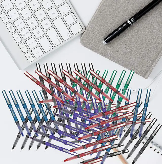 Alt view image 4 of 4 - Precise V7 Stick Rolling Ball Pens, Fine Point (.7mm), Assorted Colors Black/Blue Ink, 6-pk;