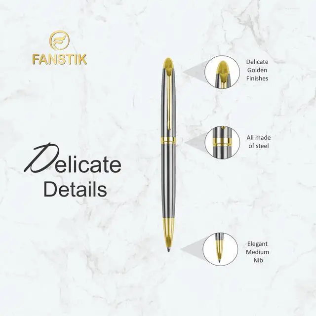 Alt view image 4 of 7 - Customized BallPoint pen with name (MADE IN USA), stainless steel, Silver and gold, luxury engraved pen personalized for men and for women. (BallPoint Silver-Gold)