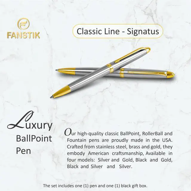 Alt view image 2 of 7 - Customized BallPoint pen with name (MADE IN USA), stainless steel, Silver and gold, luxury engraved pen personalized for men and for women. (BallPoint Silver-Gold)