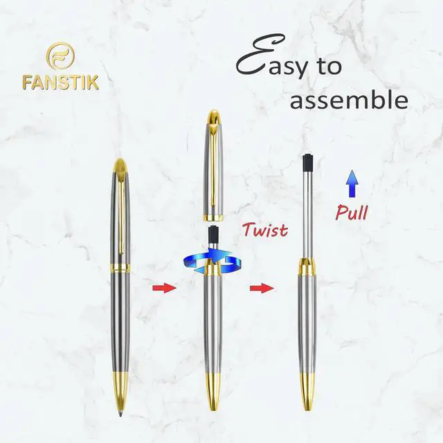 Alt view image 6 of 7 - Customized BallPoint pen with name (MADE IN USA), stainless steel, Silver and gold, luxury engraved pen personalized for men and for women. (BallPoint Silver-Gold)