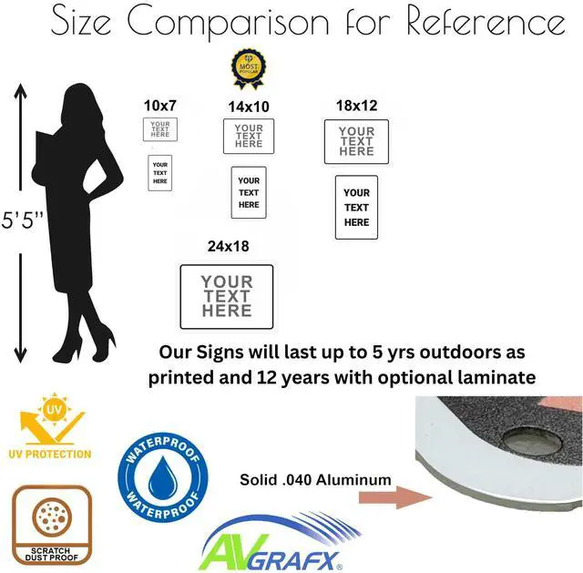 Alt view image 4 of 7 - Custom Signs Outdoor Metal for Home Office Business, Personalized, Door, Porch, Delivery, Man Cave, Shop, Garage, Street. For Outside or Inside Use. Our Metal Signs Are UV Printed Solid Aluminum 18x12