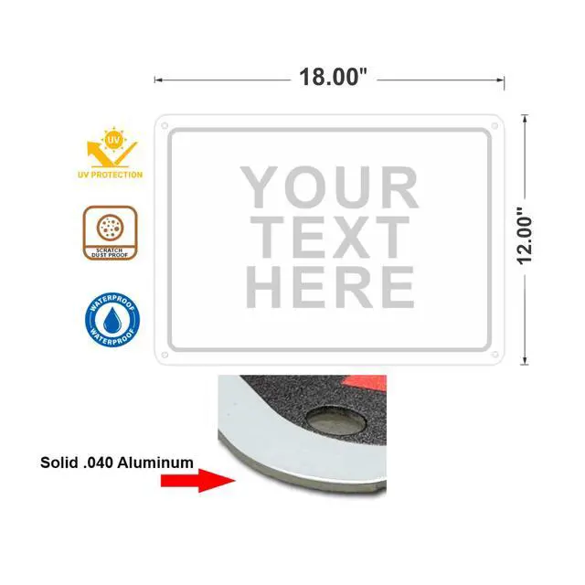 Alt view image 5 of 7 - Custom Signs Outdoor Metal for Home Office Business, Personalized, Door, Porch, Delivery, Man Cave, Shop, Garage, Street. For Outside or Inside Use. Our Metal Signs Are UV Printed Solid Aluminum 18x12