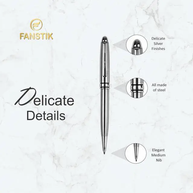 Alt view image 4 of 7 - Customized BallPoint pen with name (MADE IN USA), stainless steel, Silver, luxury engraved pen personalized for men and for women. (BallPoint Silver)