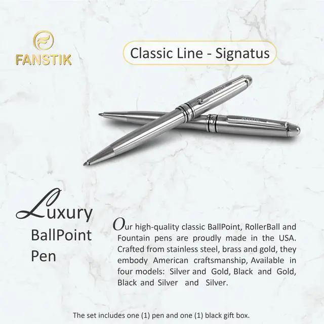 Alt view image 2 of 7 - Customized BallPoint pen with name (MADE IN USA), stainless steel, Silver, luxury engraved pen personalized for men and for women. (BallPoint Silver)