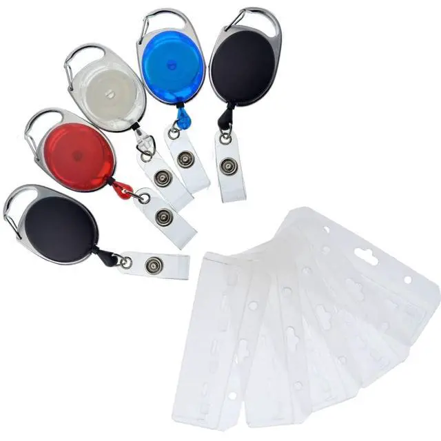 Alt view image 5 of 7 - Bulk 25 Pack - Premium Carabiner Badge Reel with Half Card Holder - Mag Stripe Exposed ID Holder for Swipe Cards Access Control POS Retractable by (Assorted Colors)