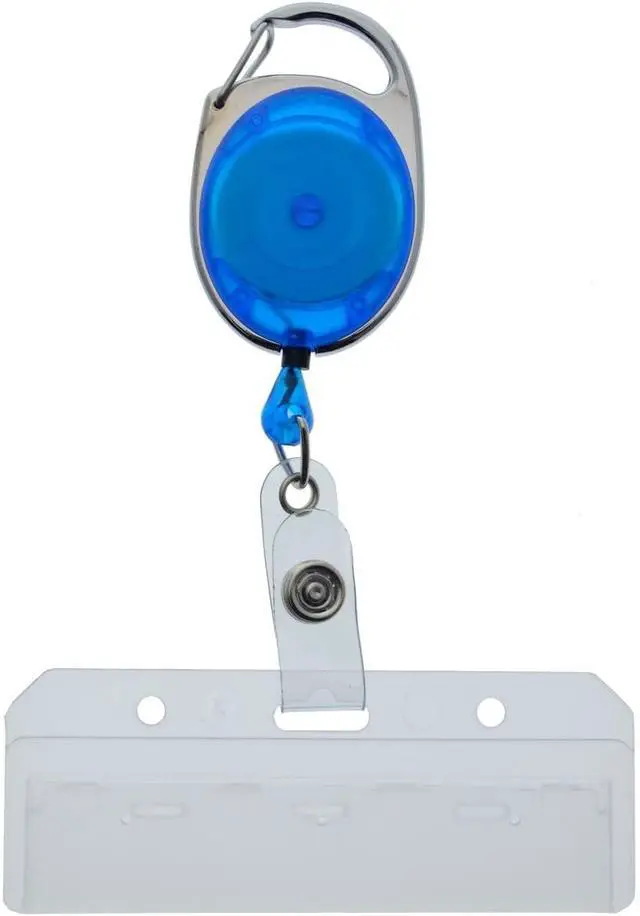 Alt view image 6 of 7 - Bulk 25 Pack - Premium Carabiner Badge Reel with Half Card Holder - Mag Stripe Exposed ID Holder for Swipe Cards Access Control POS Retractable by (Assorted Colors)
