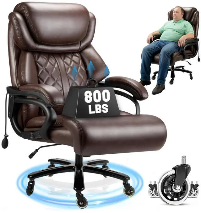 Main image of Big and Tall Office Chair 800lbs- High Back Executive Computer Chair for Heavy People with Adjustable Lumbar Support and Quiet Wheels- Large Desk Chair for Home Office