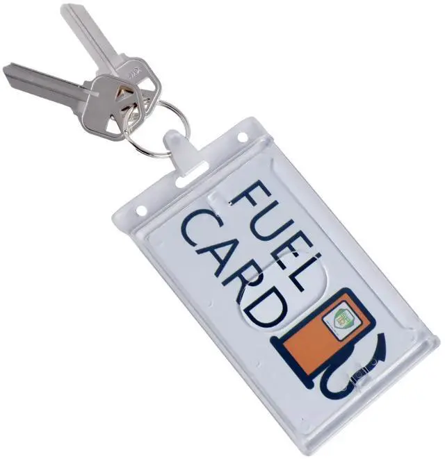 Main image of Rigid Fuel Card Holder with Key Ring - Clear Hard Plastic Card Protector Keychain for Fleet, Gas Cards