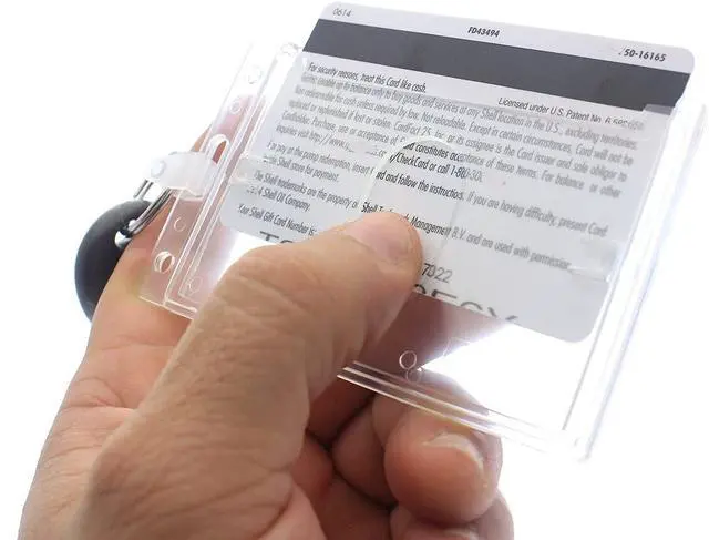 Alt view image 4 of 7 - Rigid Fuel Card Holder with Key Ring - Clear Hard Plastic Card Protector Keychain for Fleet, Gas Cards