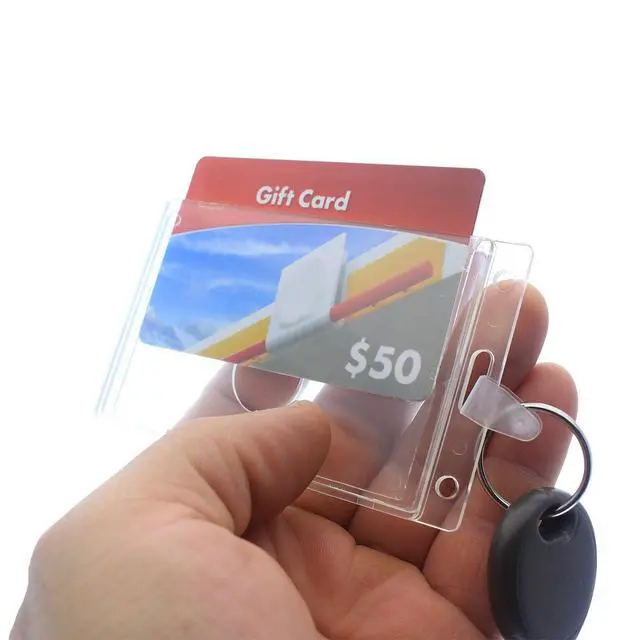 Alt view image 3 of 7 - Rigid Fuel Card Holder with Key Ring - Clear Hard Plastic Card Protector Keychain for Fleet, Gas Cards