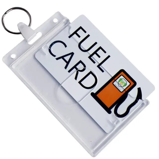 Alt view image 6 of 7 - Rigid Fuel Card Holder with Key Ring - Clear Hard Plastic Card Protector Keychain for Fleet, Gas Cards