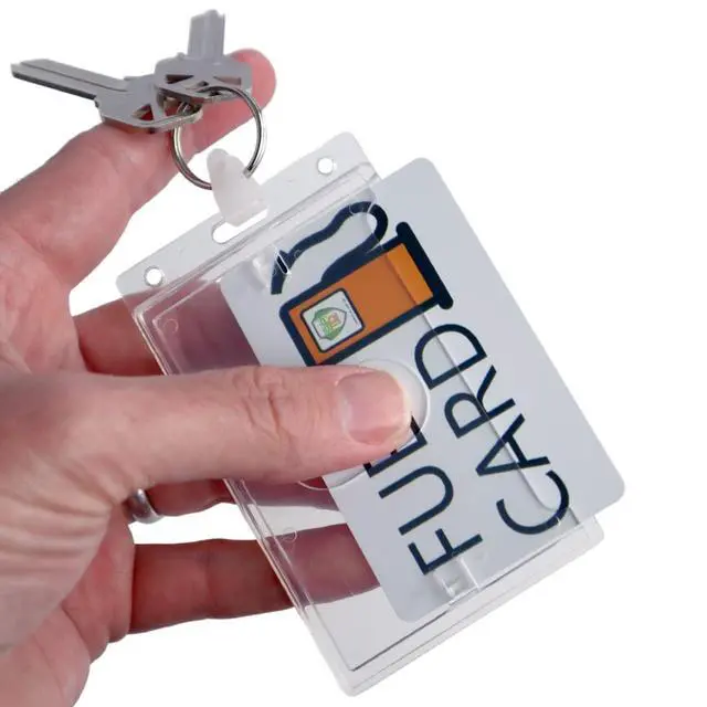 Alt view image 7 of 7 - Rigid Fuel Card Holder with Key Ring - Clear Hard Plastic Card Protector Keychain for Fleet, Gas Cards