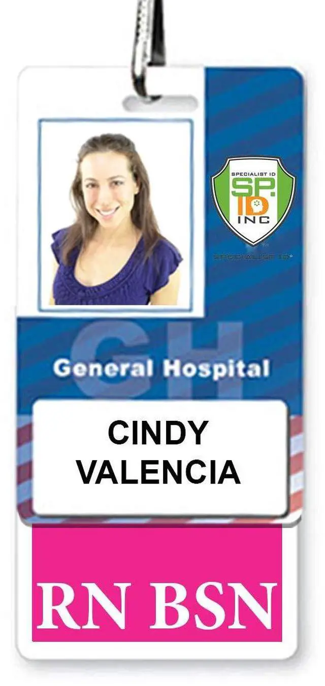 Alt view image 2 of 7 - 5 Pack - RN BSN Badge Buddies - Vertical- Heavy Duty Spill Proof & Tear Resistant Card - 2 Sided- Quick Role Identifier Name Tag Buddy for BSN Registered Nurse - USA Printed (Hot Pink)