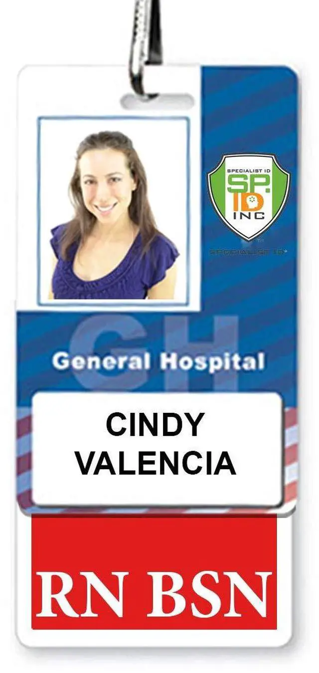 Alt view image 2 of 7 - Bulk 25 Pack - RN BSN Badge Buddies - Vertical- Heavy Duty Spill Proof & Tear Resistant Card - 2 Sided- Quick Role Identifier Name Tag Buddy for BSN Registered Nurse - USA Printed (Red)