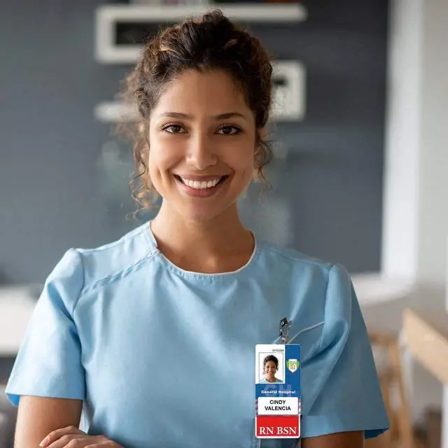 Alt view image 5 of 7 - Bulk 25 Pack - RN BSN Badge Buddies - Vertical- Heavy Duty Spill Proof & Tear Resistant Card - 2 Sided- Quick Role Identifier Name Tag Buddy for BSN Registered Nurse - USA Printed (Red)