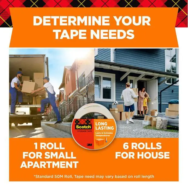 Alt view image 5 of 6 - Long Lasting Storage Packing Tape, Clear, 1.88 in x 38.2 yd | Storage Tape Withstands Extreme Temperatures, 4 Rolls and 4 Tape Dispensers