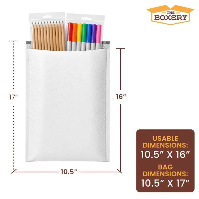Alt view image 2 of 7 - 10.5x16" #5 Poly Bubble Mailers 100 Pack, Padded Envelopes, Self Seal, Waterproof Shipping Bags for Shipping & Packaging