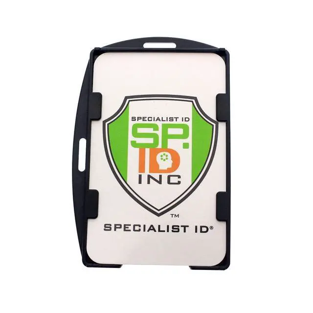 Alt view image 4 of 6 - Bulk 50 Pack - Black Dual Card ID Badge Holder - Holds 2 Cards - Rigid Hard Plastic - Double Sided Card Holder for Horizontal or Vertical Badges - Open Face Design