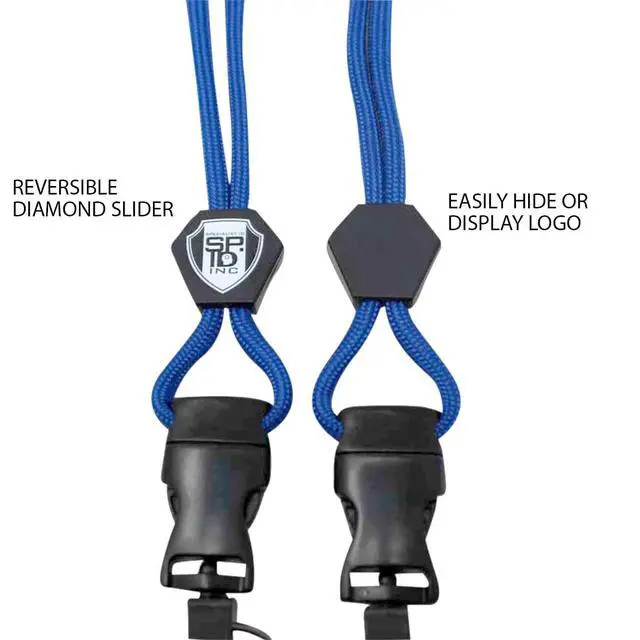 Alt view image 7 of 7 - 5 Pack - Vertical Top Load Three Card Badge Holder - Hard Plastic with Heavy Duty Breakaway Lanyard w Quick Release Metal Clip & Key Ring - Holds 3 ID Cards Inside (Royal Blue)