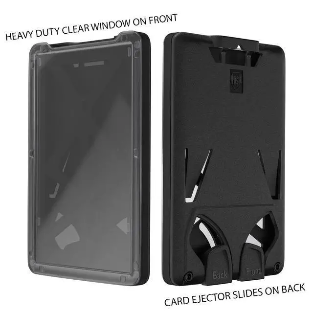 Alt view image 7 of 7 - 5 Pack - Vertical Top Load Three Card Badge Holder - Hard Plastic with Heavy Duty Breakaway Lanyard w Quick Release Metal Clip & Key Ring - Holds 3 ID Cards Inside (Black)