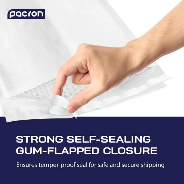 Alt view image 3 of 7 - Waterproof Self-Seal Padded Poly Bubble Mailers 10.5x16, 50-Pack | Ideal for clothing, bulky goods & multiple items. Lightweight, tear-resistant, cushioned interior protects contents