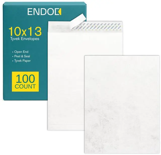 Main image of Tyvek Envelopes 10x13, Tear & Moisture Resistant Construction, Catalog Mailing Envelopes Peel & Seal 10 x 13, Tyvek® Mailer Shipping Envelopes, Bright White, 100/pack