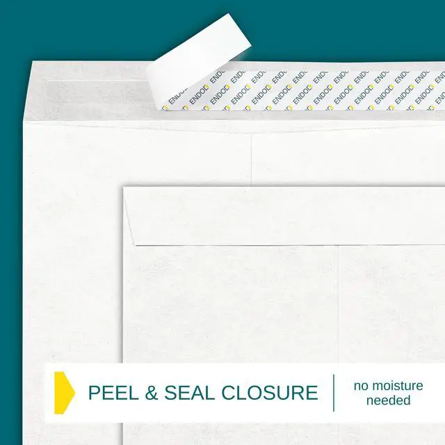 Alt view image 4 of 6 - Tyvek Envelopes 10x13, Tear & Moisture Resistant Construction, Catalog Mailing Envelopes Peel & Seal 10 x 13, Tyvek® Mailer Shipping Envelopes, Bright White, 100/pack