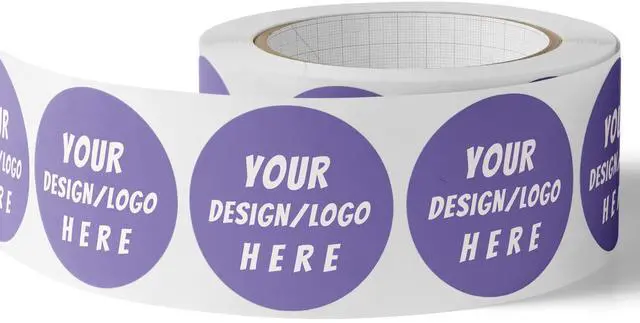 Main image of 150 Circle/Square BOPP Roll Labels- Personalized Stickers for Business Logo, Party, Wedding Favor, Baby Shower-Any Design Text + Image, Matte/Gloss Finish (2 Inch Square)