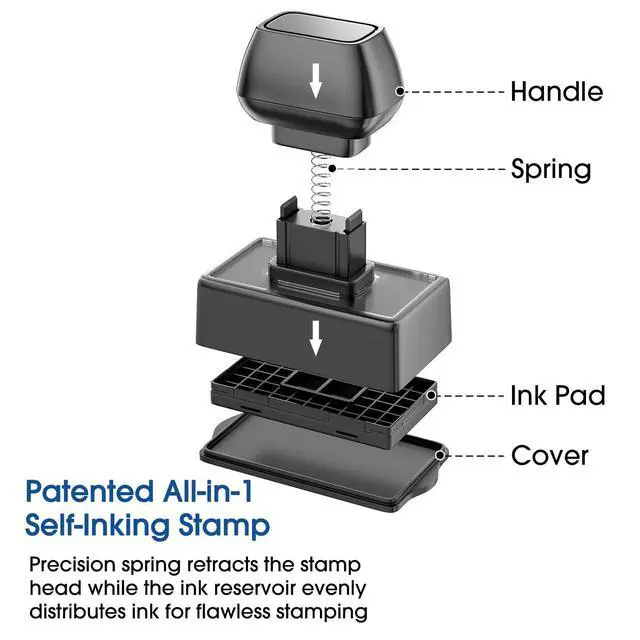 Alt view image 3 of 6 - Self Inking Custom Name Stamp - Personalized 1 Line Stamp for Office, Teacher, Business Label with Clear, Consistent Impressions & Effortless Stamping