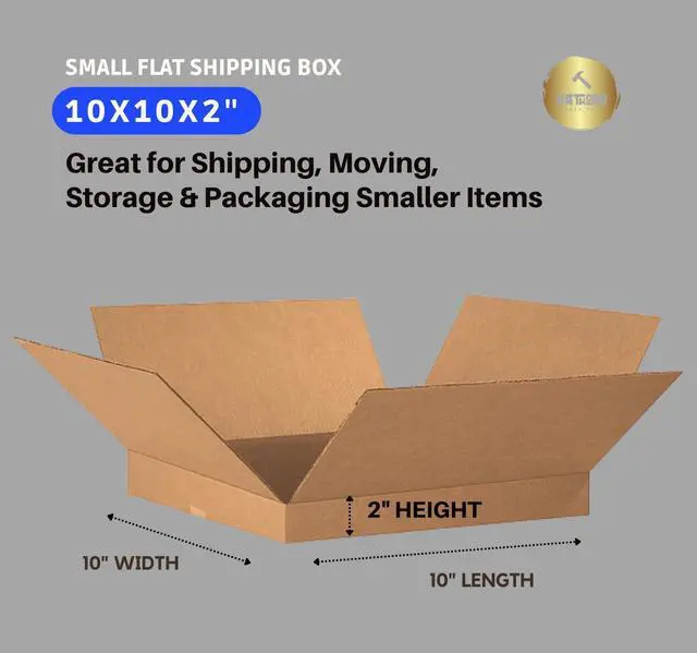 Alt view image 3 of 6 - Flat Corrugated Cardboard Shipping Boxes 10"L x 10"W x 2"H | Single-Wall Small Kraft Boxes for Moving, Packing and Storage (25 Pack)