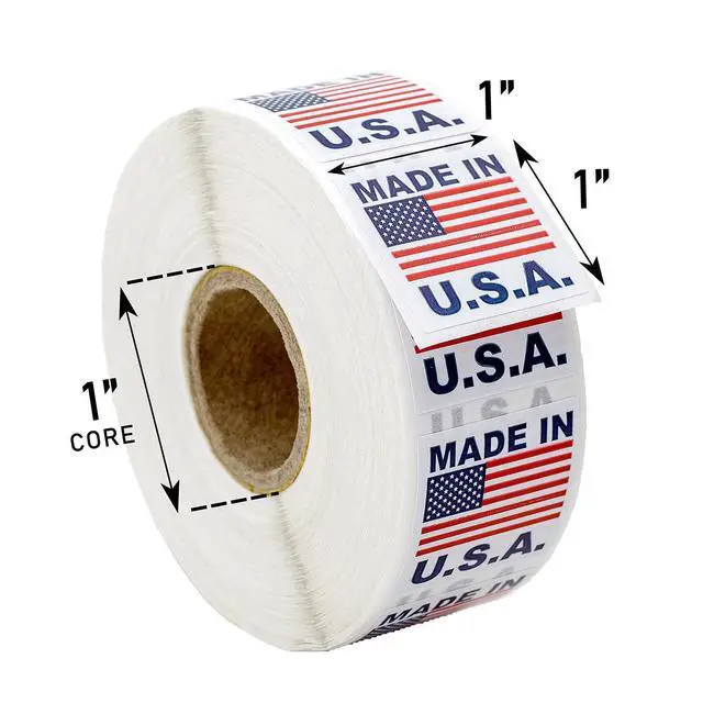 Alt view image 2 of 5 - Made in USA (Not Postage Stamps) (1" x 1") | Pre-Printed Labels/Stickers, 1000 Labels per Roll, 12 Rolls
