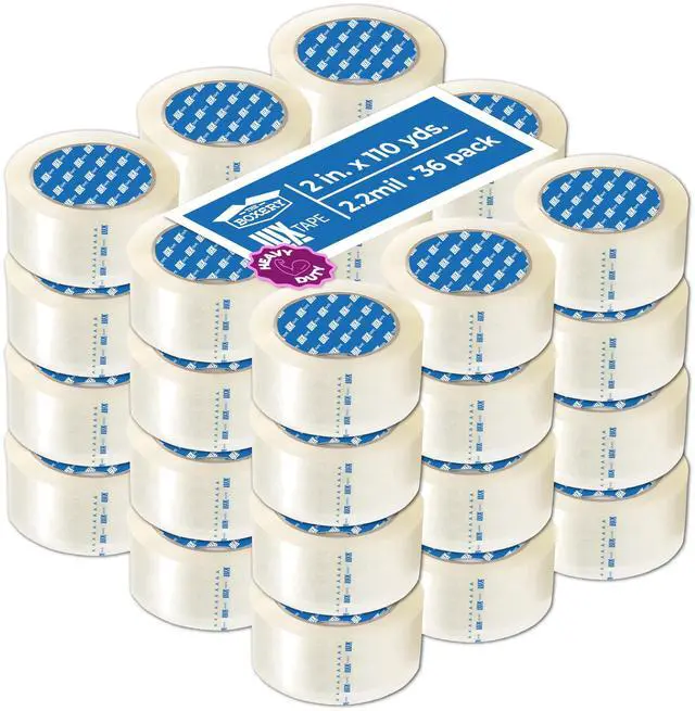 Main image of 2" x 110 Yards Clear Packing Tape 36 Roll Carton Strong Industrial Grade Adhesive for Shipping, Moving & Packaging Heavy Duty 2.2 Mil Box Sealing Tape