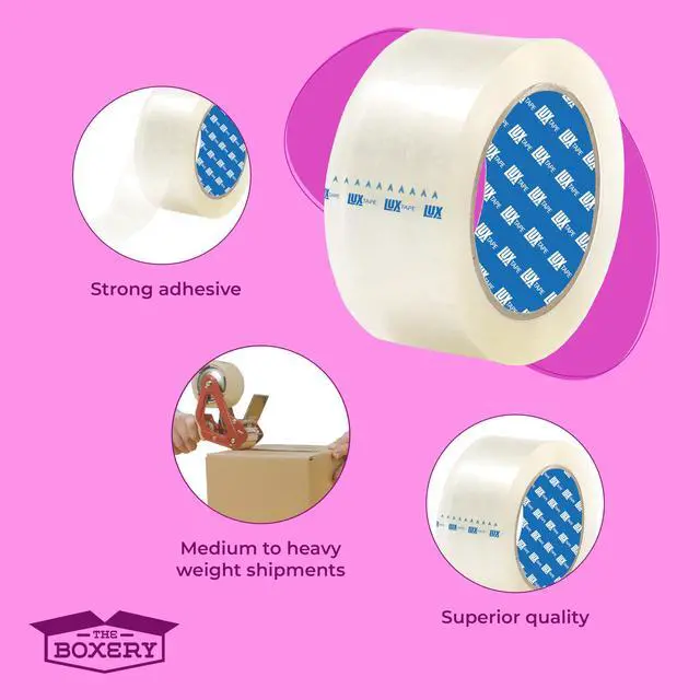 Alt view image 4 of 6 - 2" x 110 Yards Clear Packing Tape 6 Roll Carton Warehouse Grade Adhesive for Shipping, Moving & Packaging Standard Strength 1.85 Mil Box Sealing Tape
