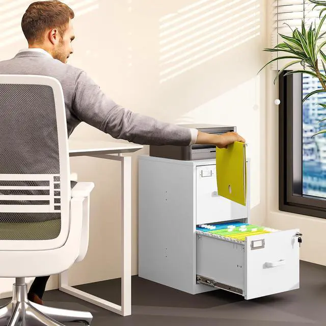 Alt view image 2 of 7 - 2 Drawer File Cabinet with Lock Vertical Filing Storage Office Home Steel Vertical File Cabinets for Letter Size File Cabinet Locked,Assembly Required