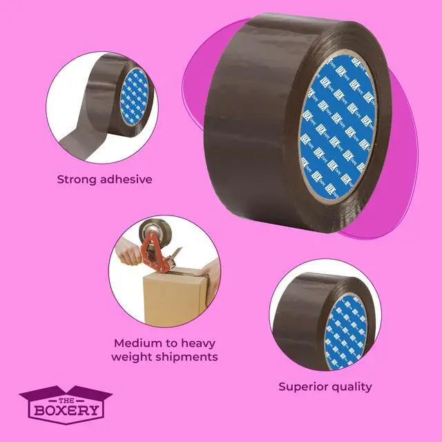 Alt view image 5 of 7 - 2" x 110 Yards Tan Packing Tape 36 Roll Carton Strong Industrial Grade Adhesive for Shipping, Moving & Packaging Heavy Duty 2.2 Mil Box Sealing Tape