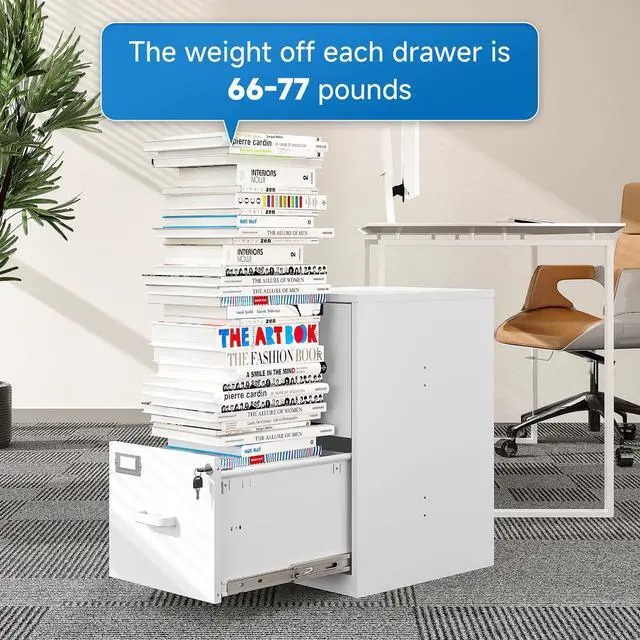 Alt view image 7 of 7 - 2 Drawer File Cabinet with Lock Vertical Filing Storage Office Home Steel Vertical File Cabinets for Letter Size File Cabinet Locked,Assembly Required