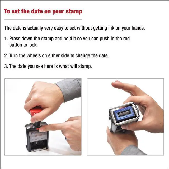 Alt view image 4 of 4 - Heavy Duty Date Stamp with 6-Line Custom Text, Self Inking Date Stamp - 2460 - Choose from Many Font and Color Options