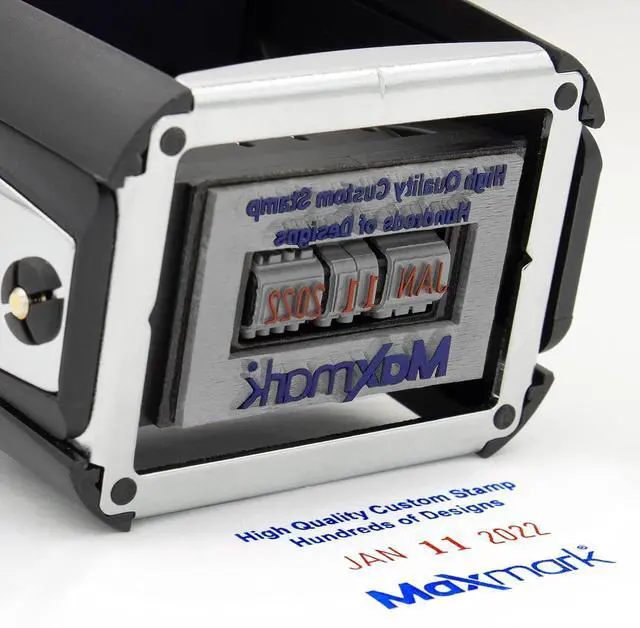 Alt view image 3 of 3 - Heavy Duty Date Stamp with 8-Line Custom Text, Self Inking Date Stamp - 2860 - Choose from Many Font and Color Options