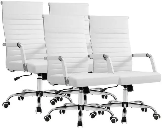 Main image of Ergonomic Office Desk Chair, White, 4 Items