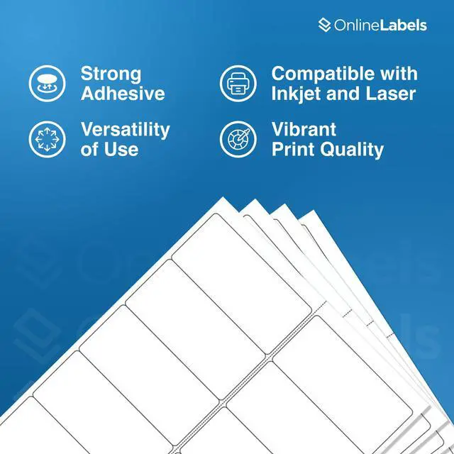 Alt view image 4 of 7 - OnlineLabels 4" x 2" Rectangle Mailing Labels - White Matte - 250 Sheets | Permanent Adhesive, Blank Rectangle Labels, Inkjet and Laser Compatible, Ideal for Mailing & Address Labels