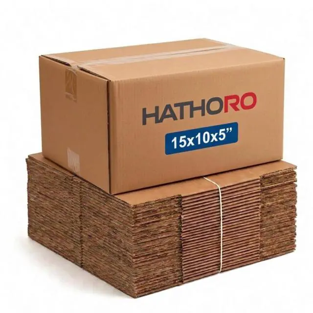 Main image of Shipping Boxes 15"L x 10"W x 5"H (25-Pack) | Flat Corrugated Cardboard Single-Wall Medium Kraft Boxes for Moving, Packing and Storage