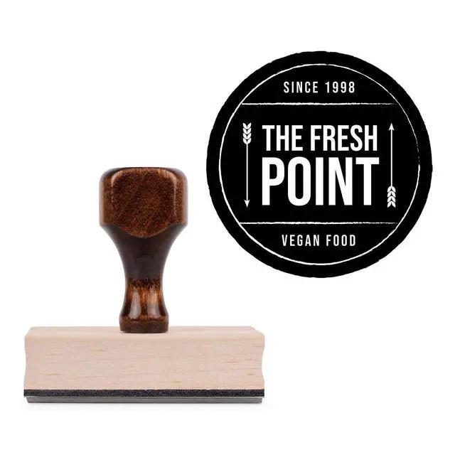 Alt view image 2 of 7 - Personalized Rubber Hand Stamp | Wood Handle with Custom Logo | Multiple Size Options Available | Upload Your Own Artwork (3"x3")
