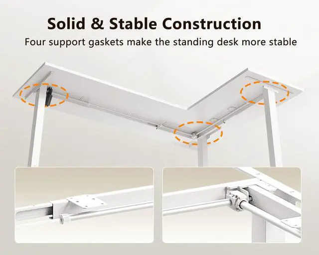 Alt view image 7 of 7 - 71 Inch L Shaped Electric Standing Desk, Home Office, White | Reversible Corner Desk with Height Adjustment, Ergonomic Sit Stand Table for Home Office, Computer Workstation