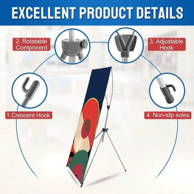 Alt view image 3 of 7 - Custom Banner with X Stand 31.5" X 70.86", Banners and Signs Customize, Custom Retractable Banner with Travel Bag for Display, Store, Wedding, Graduation, Outdoor Indoor Events