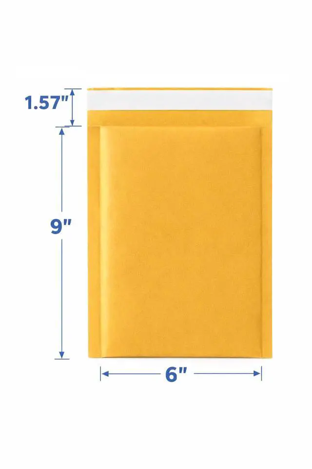 Alt view image 2 of 6 - #0 6x9 Kraft Bubble Mailers 300 Pack - Padded Envelopes for Shipping Small Business Supplies - Self Seal Cushioned Mailing Envelopes for Jewelry, Cosmetics, Photos - Gold Kraft Paper