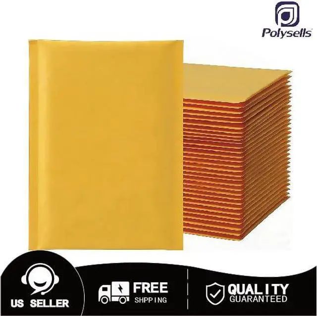 Alt view image 6 of 6 - #0 6x9 Kraft Bubble Mailers 300 Pack - Padded Envelopes for Shipping Small Business Supplies - Self Seal Cushioned Mailing Envelopes for Jewelry, Cosmetics, Photos - Gold Kraft Paper