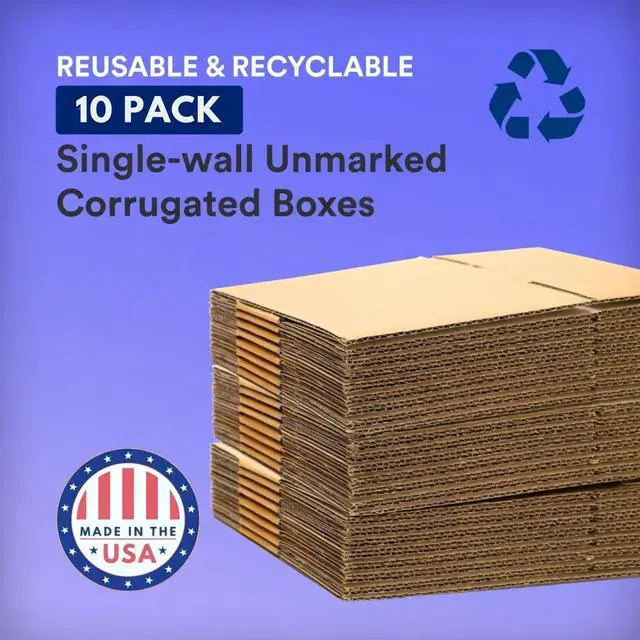Alt view image 5 of 6 - Flat Corrugated Cardboard Shipping Boxes 20"L x 20"W x 4"H | Single-Wall Medium Kraft Boxes for Moving, Packing and Storage (10 Pack)