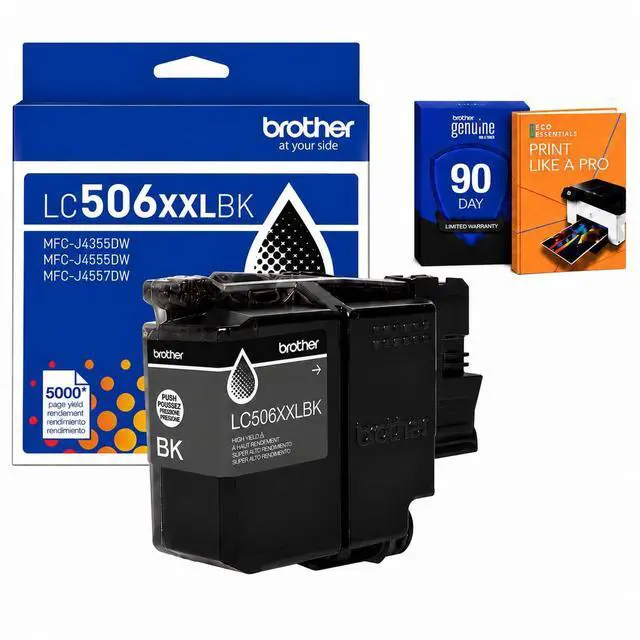 Main image of Genuine LC506XXLBKS Black Super High-Yield Ink Cartridge, Up to 5,000 Pages Bundle with Deco Essentials Printer eBook for MFC-J4555DW, MFC-J4355DW, MFC-J6960DW, MFC-J6975DW