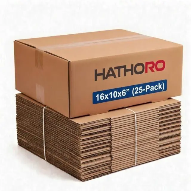 Main image of Shipping Boxes 16"L x 10"W x 6"H (25-Pack) | Flat Corrugated Cardboard Single-Wall Kraft Boxes for Moving, Packing and Storage